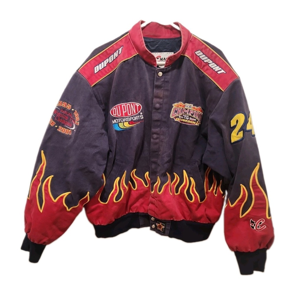 VTG Chase Authentics #24 Jeff Gordon Winston Cup Champion Flames Jacket SzXL